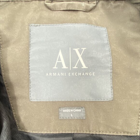 Armani Exchange Mens Olive Quilted Shoulder Biker Jacket Zip Pockets Size L - Picture 4 of 13